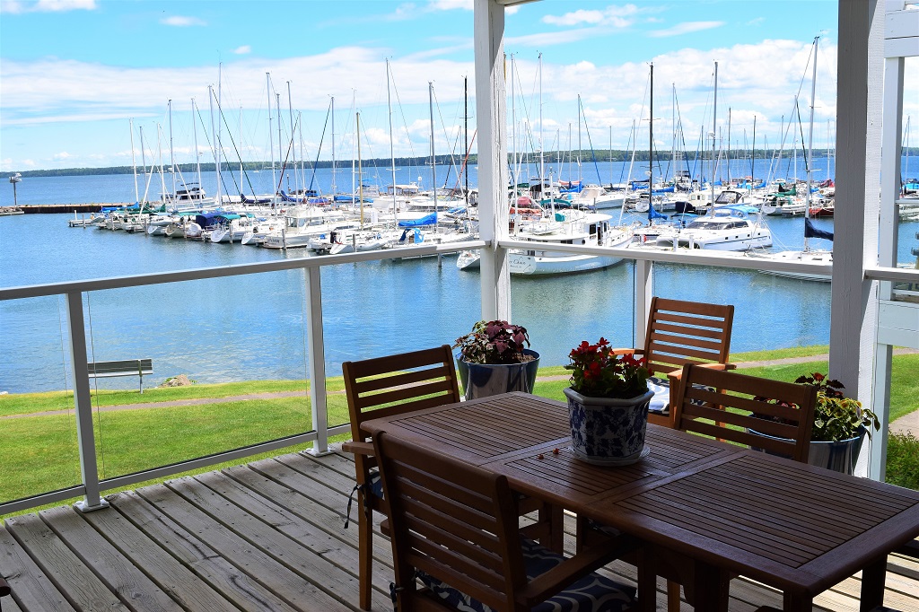 Bayfield on the Lake Unit 202 Outdoor patio and lake view